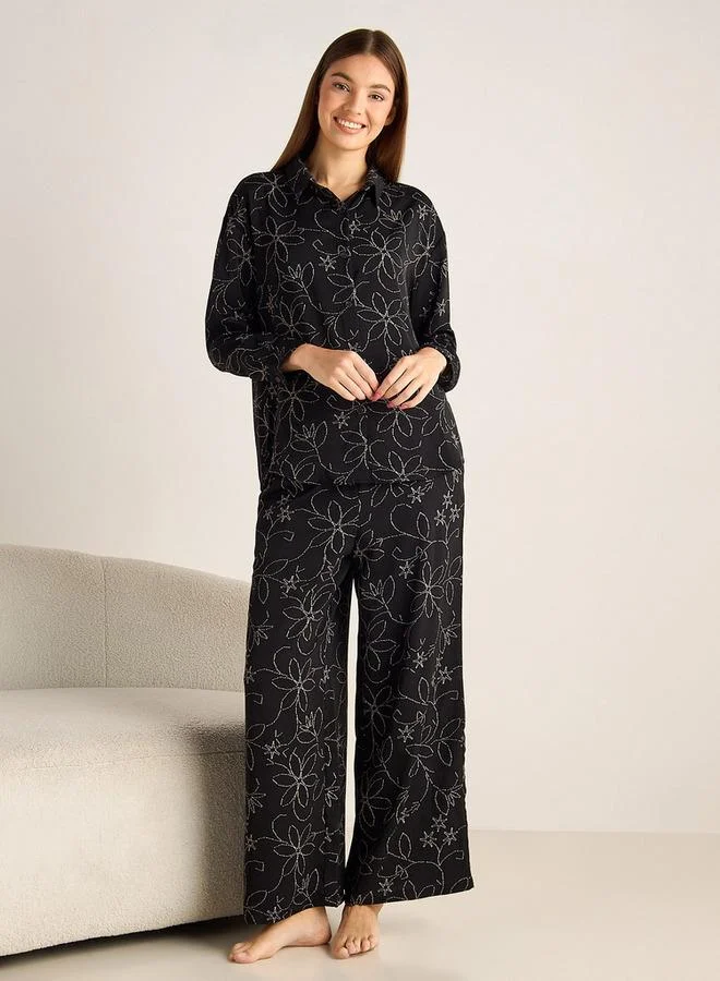 Splash FAV Pyjama Set Button-Down Shirt & Trousers